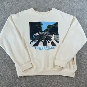 The Beatles Abbey Road Graphic Sweatshirt Cream Off-White Womens XL 2021